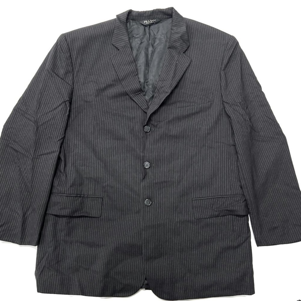 Jos A Bank Sport Suit Jacket Blazer Mens 44r Wool Gray Pinstriped 3 Button